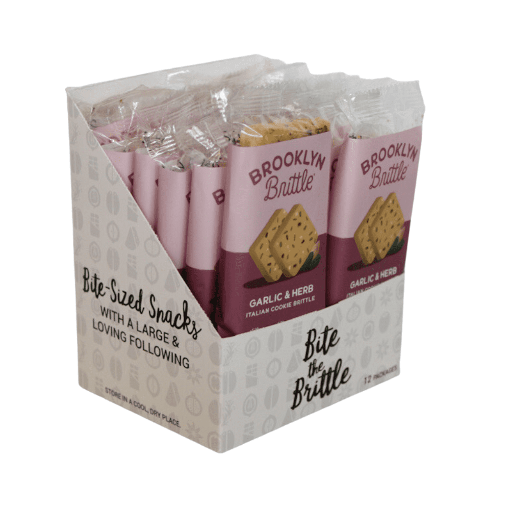 BROOKLYN BRITTLE Garlic & Herb Italian Cookie Brittle Snack Pack 0.92 Oz Pack of 12 (24