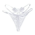 thumbnail image 1 of Culotte String Transparente Taille Basse à Broderie en Dentelle Décorée de Perles pour Massage, 1 of 2