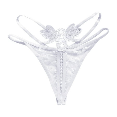 Womens Crotchless Underwear White Lace Brief Women s Sexy Lingerie & Underwear See Through Panties Ladies Underwear One Size