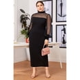 thumbnail image 1 of Charmo Robe Grande Taille pour Femmes Manches Lanterne en Maille Ourlet Fendu Robe Cocktail Élégante, 1 of 6