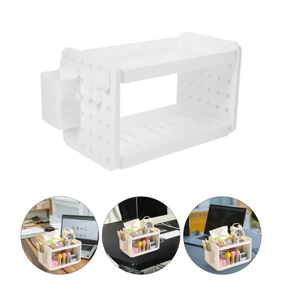 WHAMVOX  Small Desk Shelf Tabletop Storage Desktop Organizer Office White
