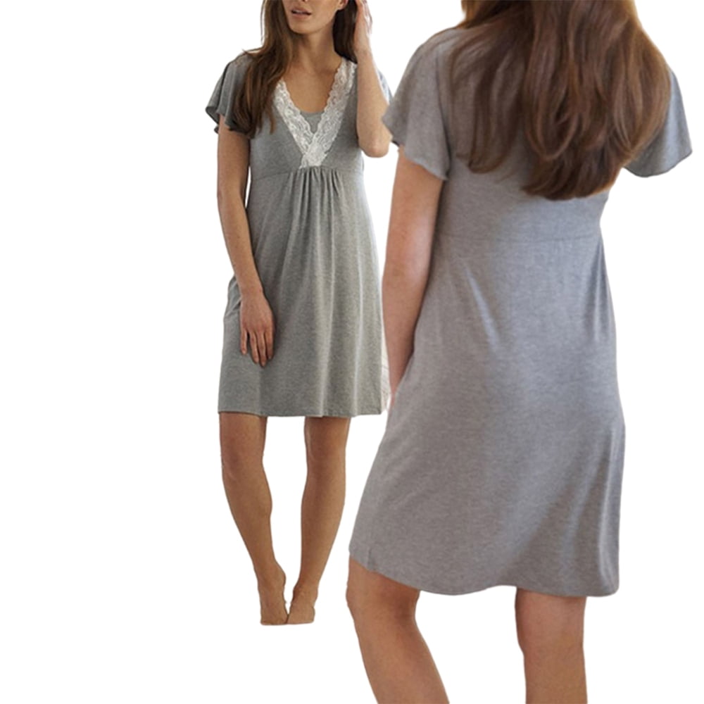 Women Maternity Dress Mother Nursing Nightgown Breastfeeding Sleepwear