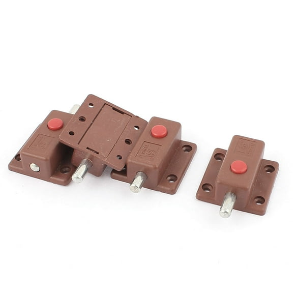 Unique Bargains Round Push Button Control Cupboard Door Latch Lock Bolt 4pcs