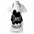 thumbnail image 3 of Sweet Dreams Apron Black Cloud with Small Arrows Pointing to Typographic Inspirational Quote, Unisex Kitchen Bib Apron with Adjustable Neck for Cooking Baking Gardening, Black and White, by Ambesonne, 3 of 3