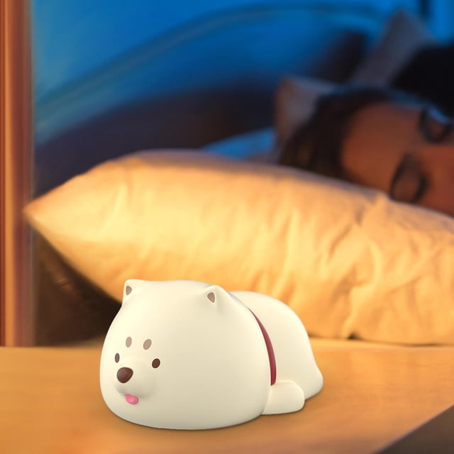 Bonita lámpara de noche para cachorros, decoración para habitación de bebé, luz nocturna recargable para guardería, lámpara LED para cabecera para