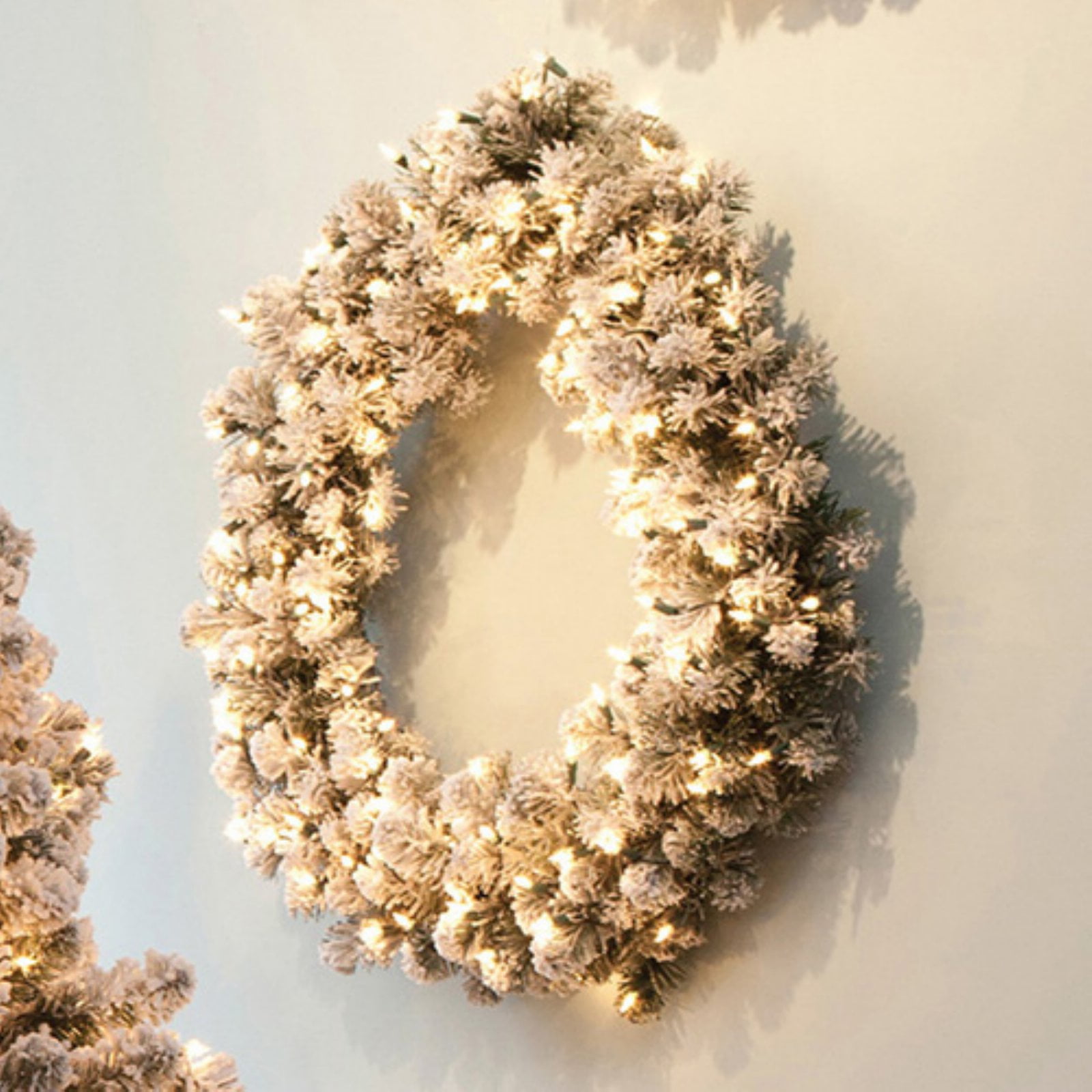 GKI/Bethlehem Lighting Snowy Pine Flocked Pre Lit Wreath - Walmart.com