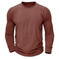 thumbnail image 6 of Wyobmus Men's Long Sleeve Cotton Lined Shirts Casual Fashion Tunic Pullover Lightweight Solid Color Round Collar Undershirt Red, 6 of 7
