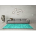 thumbnail image 3 of Ahgly Company Machine Washable Indoor Rectangle Abstract Turquoise Blue Contemporary Area Rugs, 7' x 10', 3 of 4