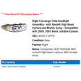 thumbnail image 2 of Right Passenger Side Headlight Assembly - with Smooth High Beam Surface and Marker Lamp - Compatible with 2000, 2005 Buick LeSabre Custom, 2 of 2