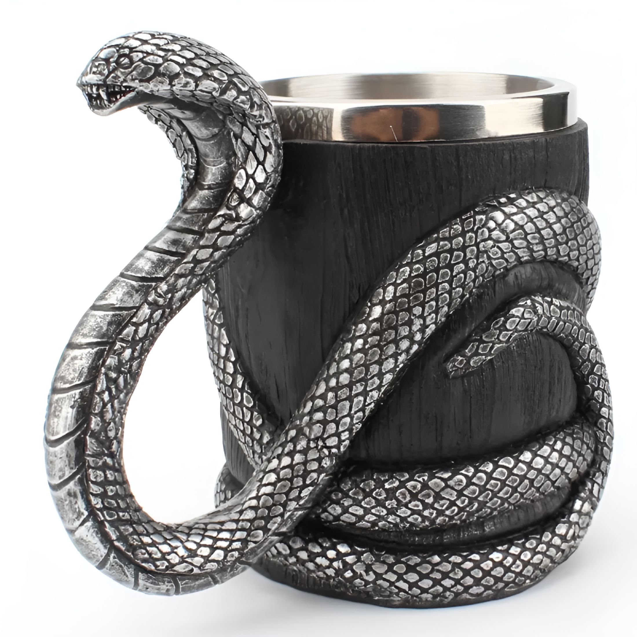 ACDANC 2026 New Snake Coffee Mug Cup Cobra Drinking Cups,Stainless Steel Beer Mug Espresso Cup Beverage Mug for Milk Coffee Ice Cream Tea Juice for Home,Office,Outdoor,Bar (Black)