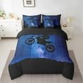 thumbnail image 2 of Erosebridal Dirt Bike Sport Bedding Sets Twin Size, Black Navy Blue Bed Set, Reversible 7-Piece, 2 of 5