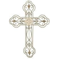 Dicksons Ornate Open Design Aged Patina Accented Medallion Gold 20.25 x 14.75 Metal Wall Cross Decoration