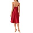 thumbnail image 3 of INSPIRE CHIC Womens Satin Sleeveless Pajama Dress Round Neck Sleepwear Lounge Camisole Silky Nightgowns Red XS, 3 of 5