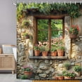thumbnail image 4 of Brick Wall Stone Vintage Style Shower Curtain, 60" x 70", 4 of 6