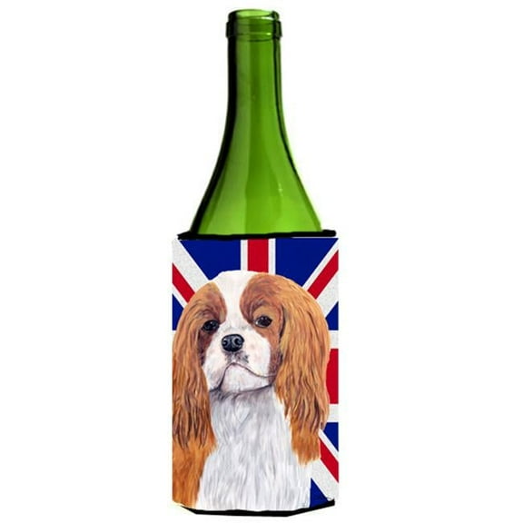 Cavalier Spaniel With English Union Jack British Flag Wine bottle sleeve Hugger - 24 Oz.