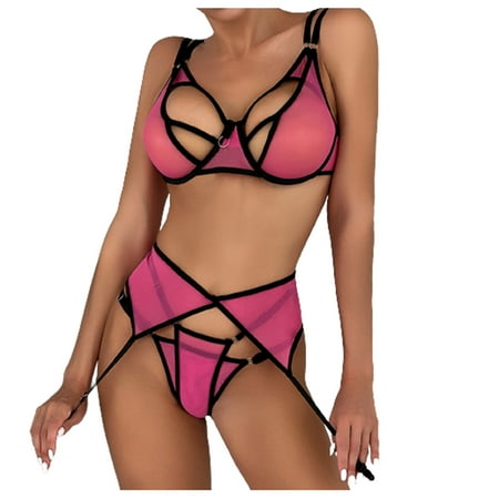 

Lingerie Sexy Naughty Plus Size Lingerie Mesh Bodysuit Nightgown Deep V Halter Lingerie Sets Christmas Lingerie Embroidered Underwire Bra and Panty Babydoll Maternity Lingerie Strappy