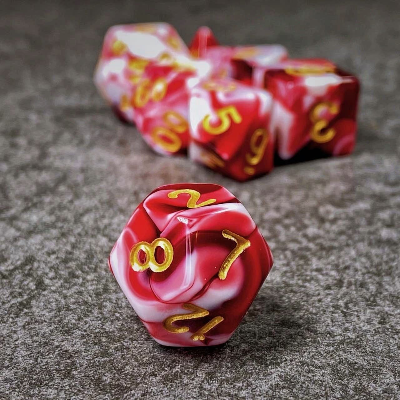 Sage'S Stones - Red/Wht Acrylic Polyhedral Dice Set Games Dnd Dungeons Dragons