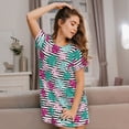 thumbnail image 3 of Logiee Tropical Leaves Print Nightgowns for Women,Soft Short-Sleeved Lightweight Sleepwear, Loose Sleepshirts, 3 of 6