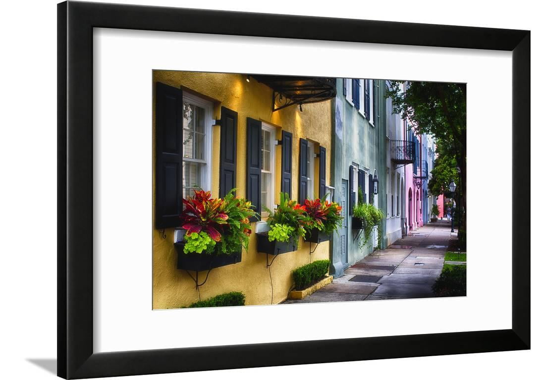 Rainbow Row II, Charleston South Carolina Framed Print Wall Art By