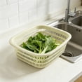 thumbnail image 5 of Large Rectangular Plastic Basket with Drain Holes, Multi-Purpose Kitchen Storage Organizer, Sturdy Container for Vegetables, Fruits, Bread, Pantry Sundries and Household Grocery Sorting, 5 of 7
