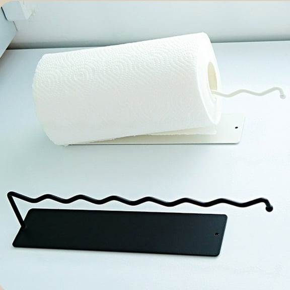 Wave-Shaped Magnetic Paper Towel Holder - No Drilling Required, White Iron Kitchen & Bathroom Tissue Holder, 11.81x2.36x2.64in, Space-Saving Refrigerator Mount, Strong Magnet for Rolls & Wraps