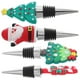 thumbnail image 2 of Juego de 4 tapones de vino navideños: Conservador de bebidas reutilizable con diseño de copo de nieve, bastón de caramelo, árbol de Navidad y Papá Noel. Fabricado en acero inoxidable., 2 of 8