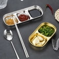 thumbnail image 3 of Korean Style Seasoning Dish Gold Silver Color Stainless Steel Barbecue Sauce Dish Plate Tableware BBQ Restaurant Kitchen Tool C, 3 of 6