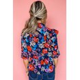 thumbnail image 3 of Women's Blue Floral Print Ruffle Peplum Top, 3 of 8