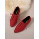 thumbnail image 2 of Women's Black Fashionable Solid Color Oxford Shoes Lace-up Pointed Toe Suede-like Flat, 2 of 4