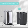 thumbnail image 3 of CL.HPAHKL Small Bathroom Trash Can with Soft Close Lid, 1.3 Gallon Stainless Steel Garbage Can with Removable Inner Bucket, Foot Pedal, Mini Trash Bin for Toilet, Home Office (Silver, 2 Pack), 3 of 7