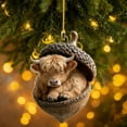 thumbnail image 2 of Forest Animal Acorn Ornaments Cozy Forest Christmas Decorations 2D Acrylic Rustic Animal Figurines Pine Cone Designs Holiday Home Decor with Highland Cow, 1PC, 2 of 3
