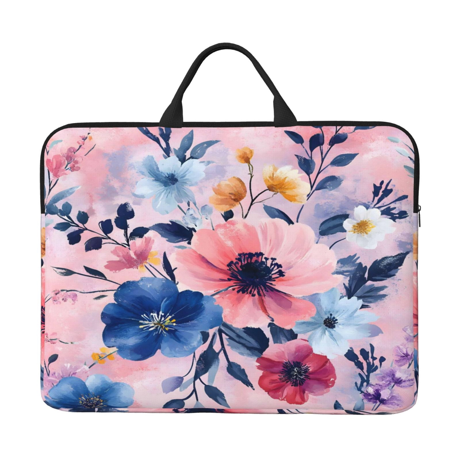 Laptop Sleeve Bag For Women Men 14inch Waterproof Durable Protective Computer Carrying Cover Handle Laptop Case Bag Flowers (8)