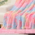 thumbnail image 5 of Exclusivo Mezcla Fuzzy Faux Fur Throw Blanket, Reversible Shaggy Sherpa Fleece Blankets,Fluffy Plush Warm Throws for Couch, Bed, 50x60 Inches, Gradient Pink, 5 of 8