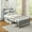 Grey, variant on Gymax Twin Size Wooden Bed Frame w/ Charging Station & LED Light Storage Headboard White