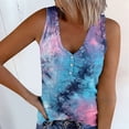 thumbnail image 2 of Wang6 Womens Plus Size Tank Tops Summer Ribbed Button up Sleeveless Shirts Causal Slim Fit Floral Printed Tunic T Shirts Tees Blue M, 2 of 5