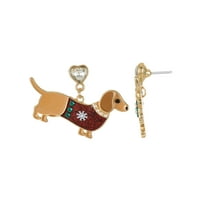 Holiday Time Dachschund Earrings, 1 Pair