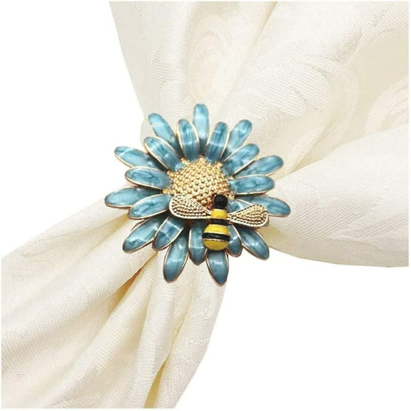 Metal Daisy Flower Napkin Rings for Christmas Holiday Wedding Banquet Carnival Parties Pink