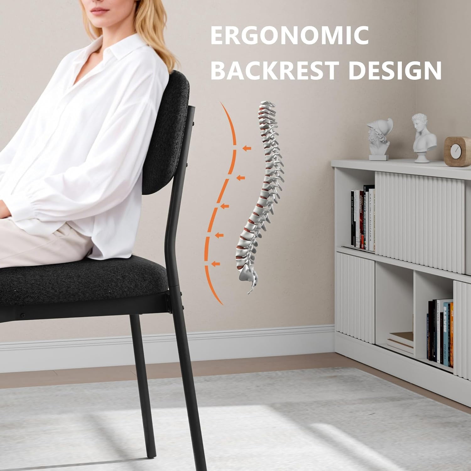 Upholstered Dining Chairs Set of 4, Stackable Modern Dining Room Chairs, Kitchen Chairs w/Soft Velvet Backrest & Sturdy Metal Legs ,Black