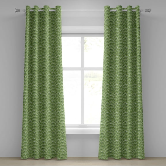 Ambesonne Plant Grommet Curtain, Exotic Setting Branches, 50" x 72", Fern Green