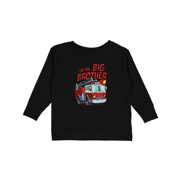 Inktastic Big Brother Fire Truck Boys Long Sleeve Toddler T-Shirt