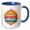 Blue/White, variant on 3drose, Innovate, Motivate, Dominate Colorful Text, Fire. Inspiration Gift, 11oz Two-tone Red Mug