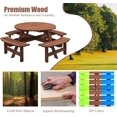thumbnail image 6 of Round Wooden Picnic Table for Outdoors, 8 Person Round Outdoor Table and Chairs, Built-in Benches, Umbrella Hole for Garden, Backyard, 6 of 7