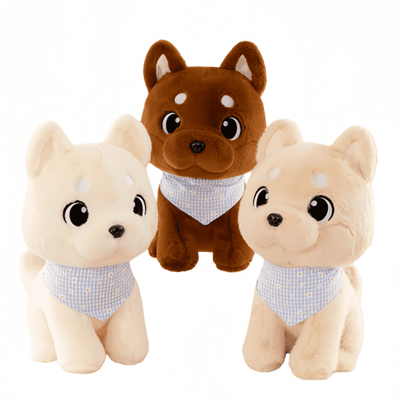 Cute White Shiba Inu Dog Stuffed Animal Plush Toys-Soft Hug Cartoon Plush Toys for Home Decor Gifts
