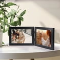 thumbnail image 7 of 5x7 Double Picture Frame Display Horizontal 5 by 7 Photo, Black Hinged Folding Frame for Tabletop Standing, 7 of 7