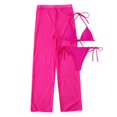 thumbnail image 1 of ENJOYW 3Pcs/Set Licol Dos Lacets Bikini Pantalons Ensemble Réglable Bretelles de Couleur Unie String Perspective Pantalon 3pcs Ensemble pour, 1 of 7