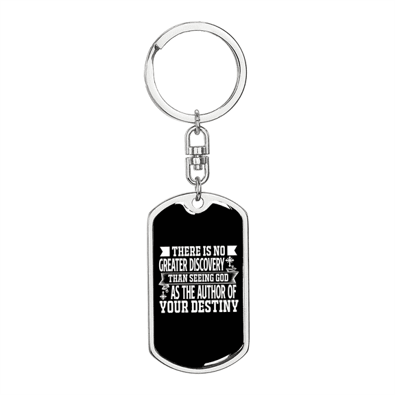 Author Of Destiny Stainless Steel or 18k Gold Premium Swivel Dog Tag Keychain