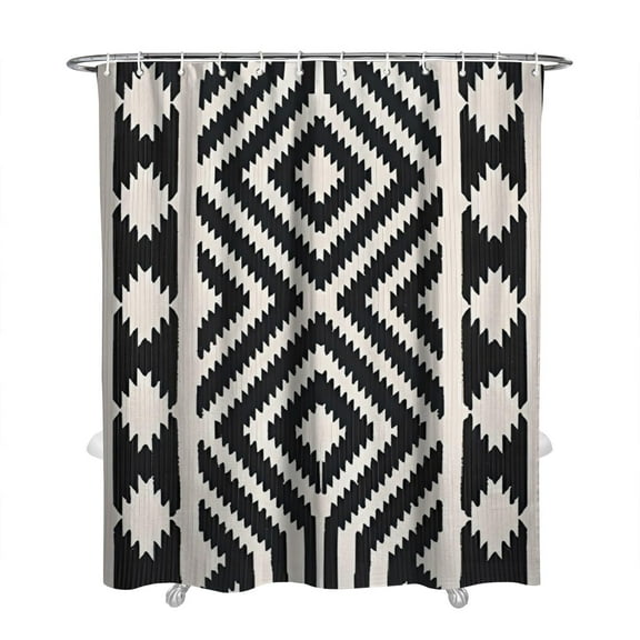 Extra Long Boho Shower Curtain 72x84 Inches - Vintage Floral & Tropical Leaves Pattern, Waterproof Bohemian Bathroom Decor with 12 Hooks, Tribal Rustic Style