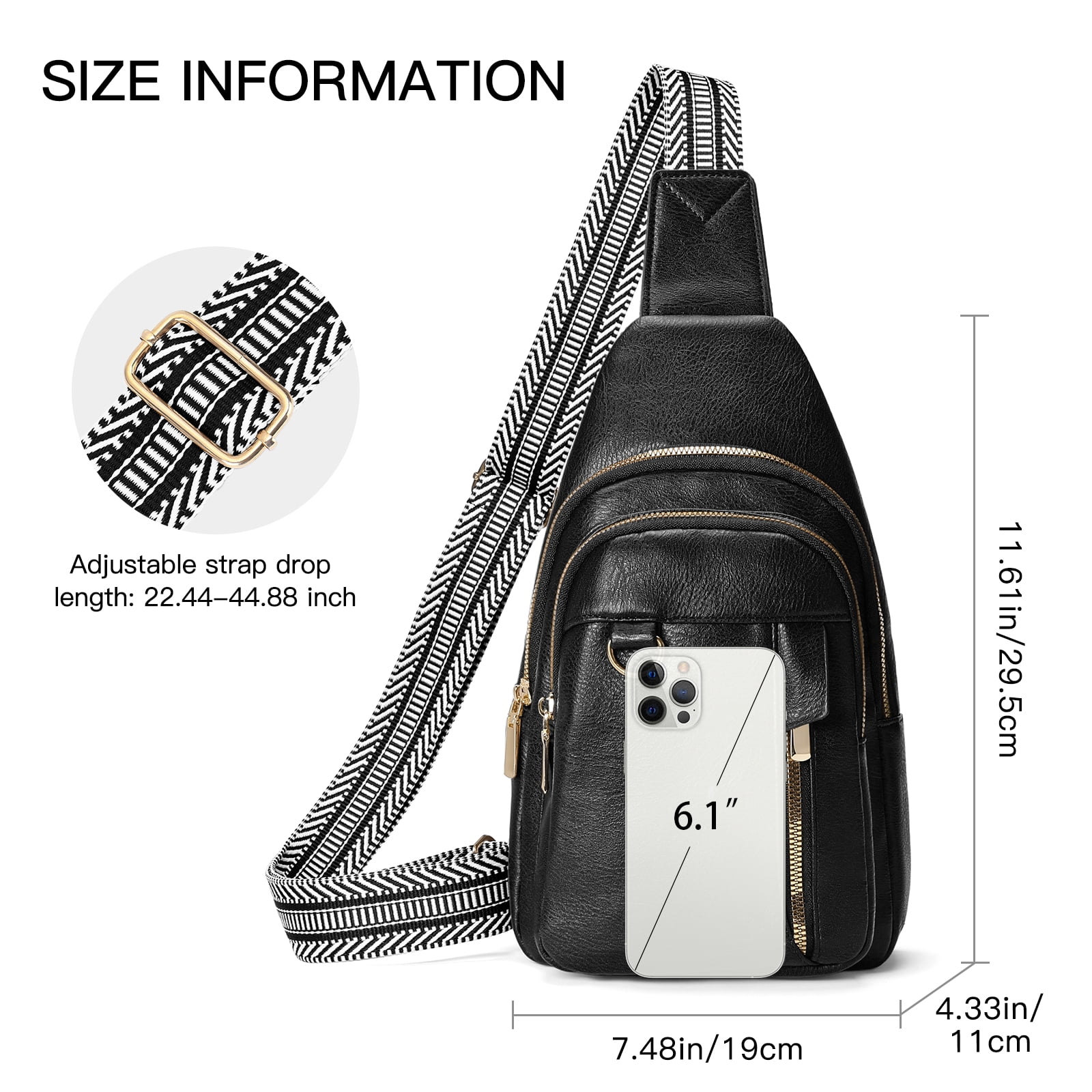 GAEKEAO Sling Bag for Women Crossbody Bags Fanny Pack Vegan Leather Chest Bag Travel Shoulder Belt Purse Backpack Gifts