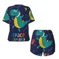 thumbnail image 5 of Naloa Dinosau Space Explorer Women's Short-Sleeved Pajama Set, Loungewear, Summer pajamas, Breathable Cozy - Large, 5 of 9