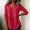Red women peplum top a1, variant on Yrmaups Loose Fit 3/4 Sleeve Peplum Top for Women, Casual V Neck Ruffle Blouse, Soft Stretch Tunic for Vacation Office Travel Everyday Outfit, Pink L